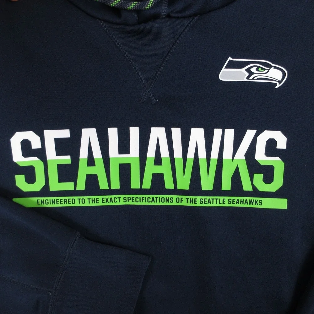 Seattle Seahawks Sweater Mens Small Blue Hoodie Sweatshirt Nike On Field NFL